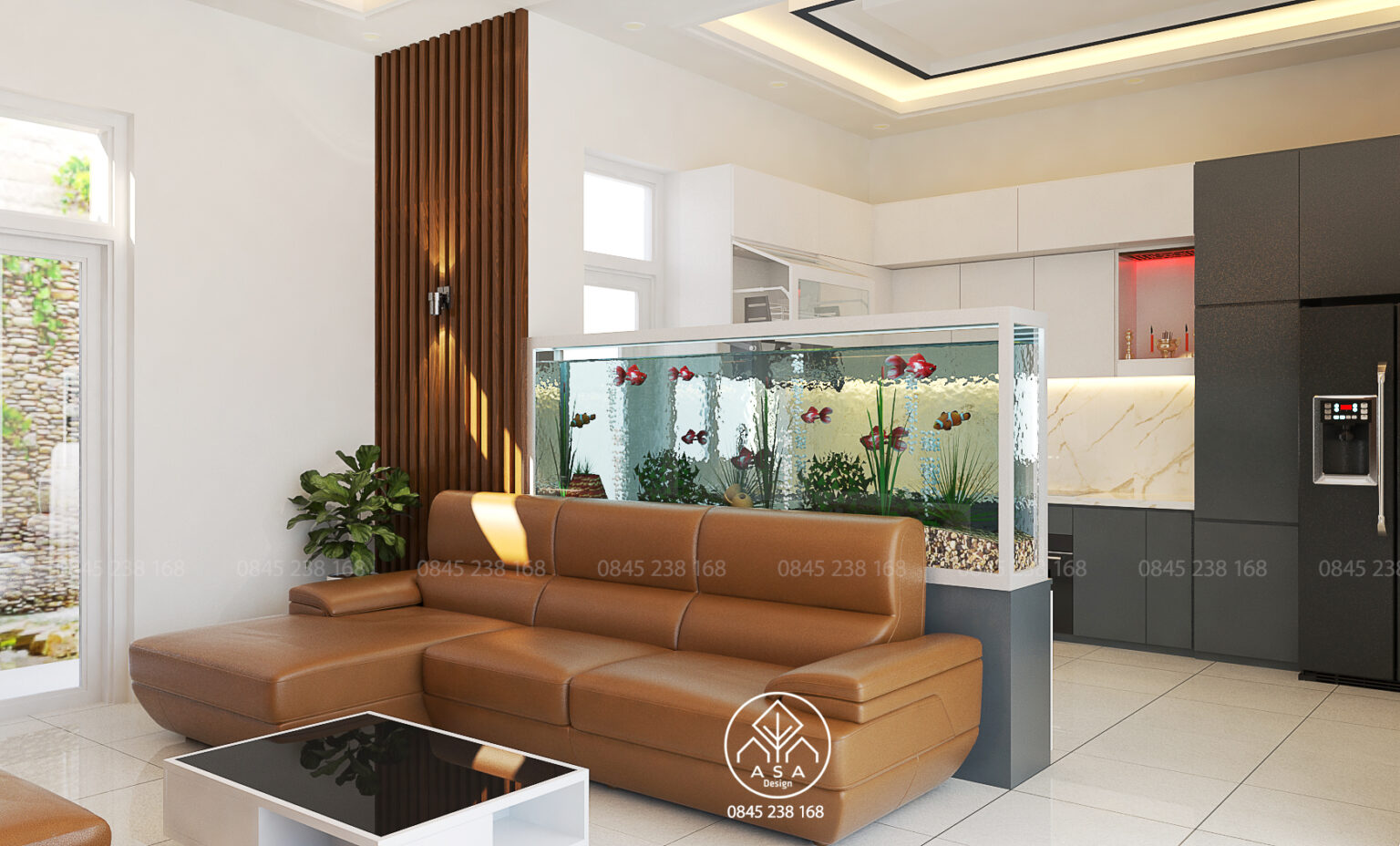 Phòng khách nhà ống đẹp 4m