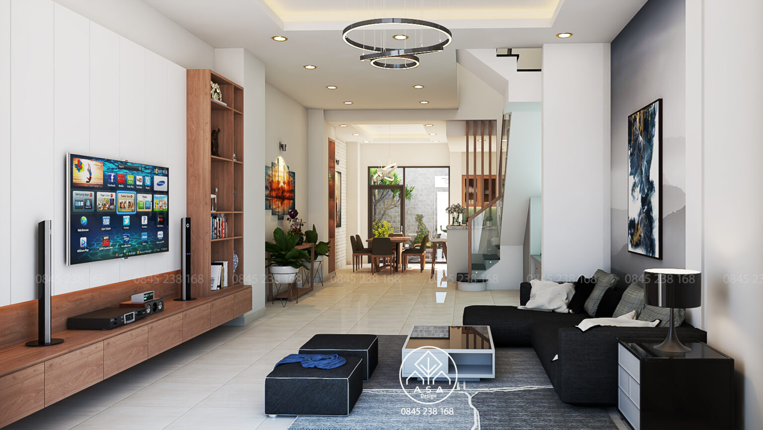Phòng khách nhà ống đẹp 4m