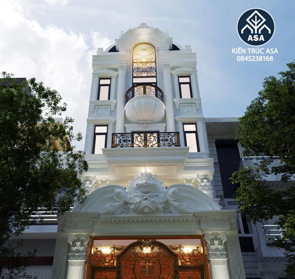 biệt thự tân cổ điển rộng 6m 1 trêt 3 lầu và áp mái